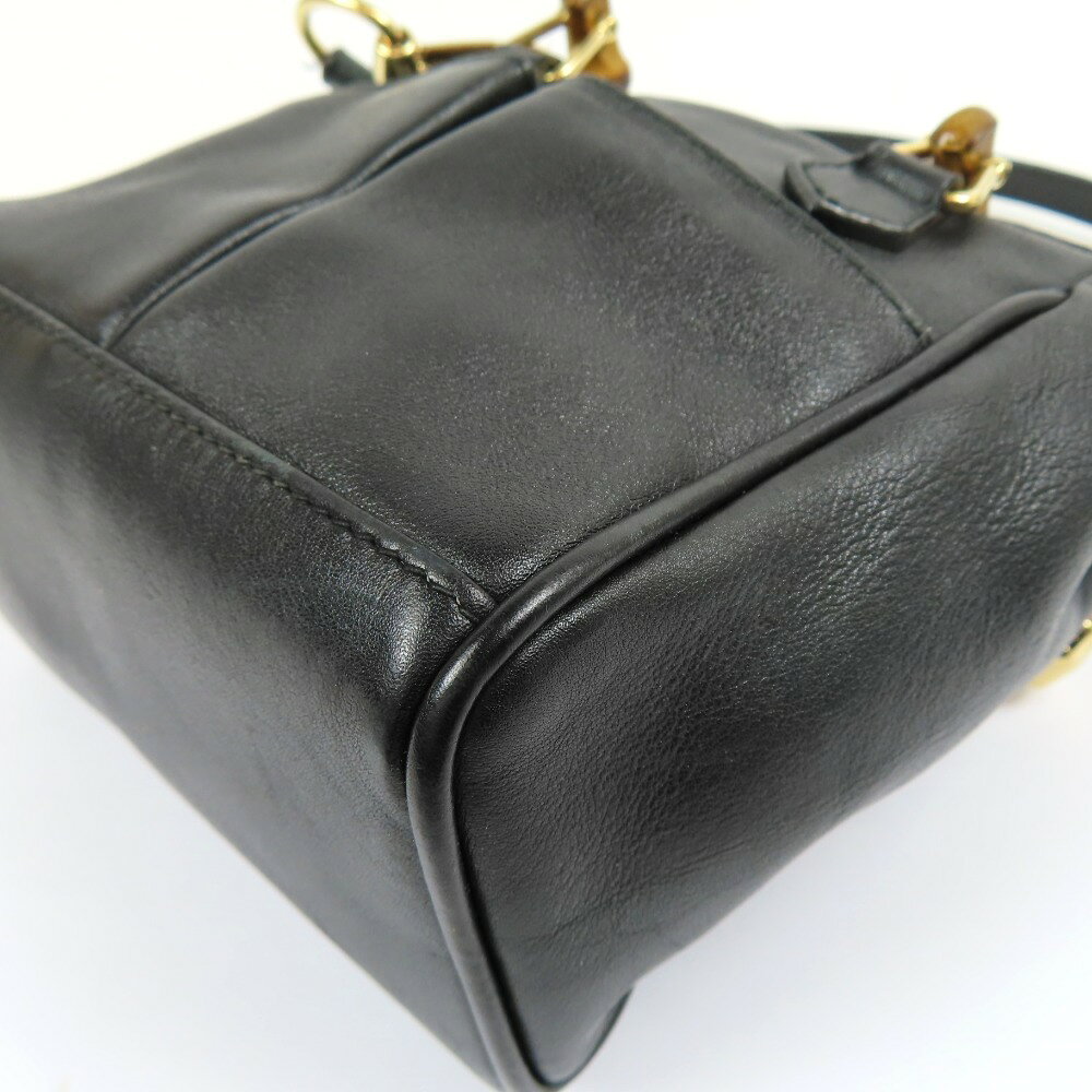グッチ オールド バンブー 2WAY ショルダーバッグ ヴィンテージ ハンドバッグ レザー ブラック レディース【中古】綺麗 本物 GUCCI