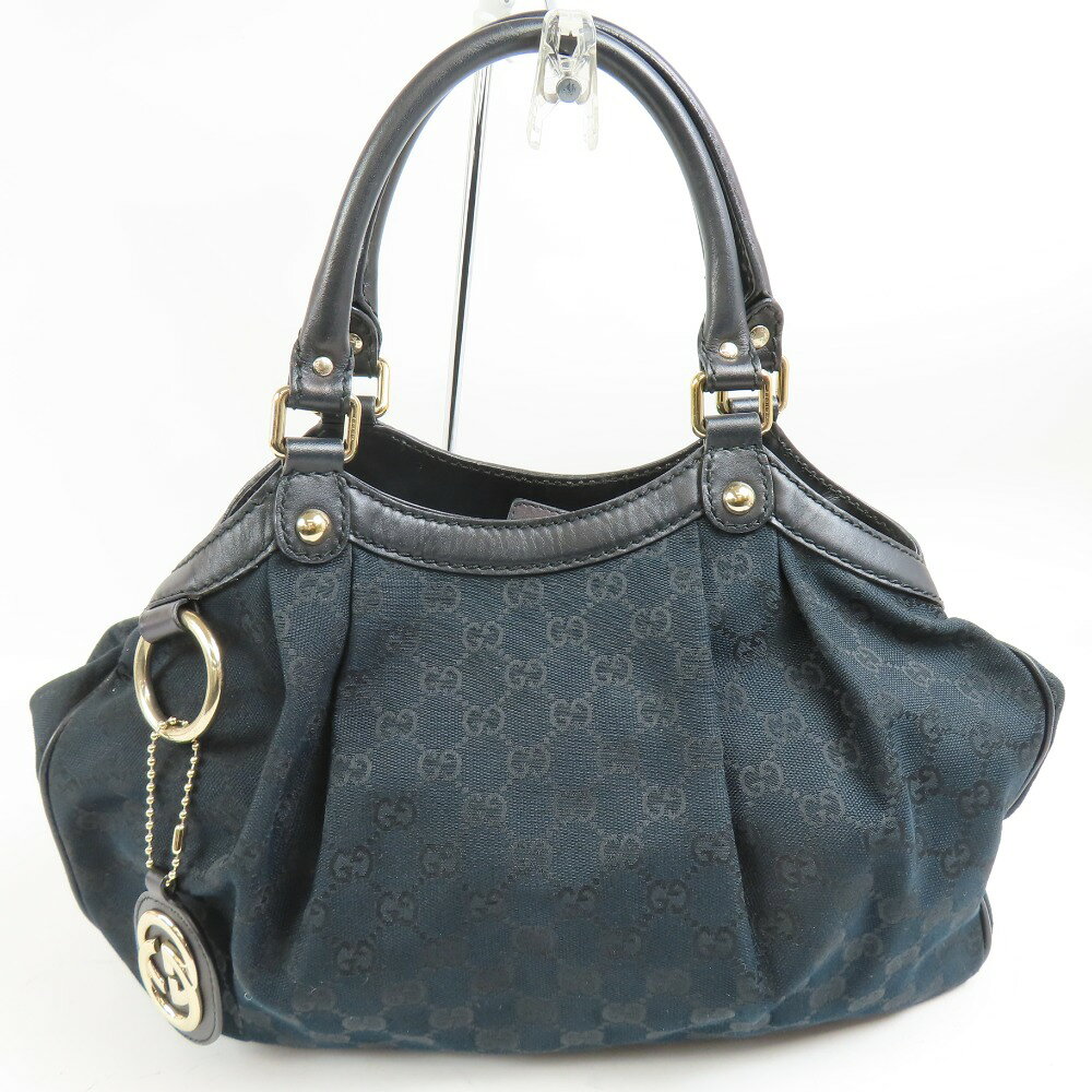 GUCCI - グッチ GG柄 スーキー ショルダーバッグ 211944 ヴィンテージ ハンドバッグ GGキャンバス ブラック レディース【中古】極美品 本物 GUCCI