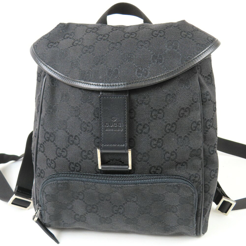 gucci///////////////\' - グッチ 総柄 バックバッグ バッグ 27644 ヴィンテージ リュック・デイパック GGキャンバス/レザー ブラック レディース【中古】極美品 本物 GUCCI