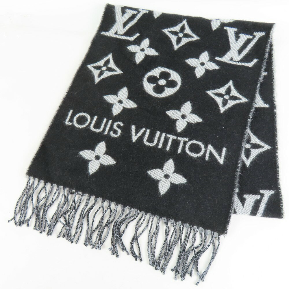 Rakuten - ルイヴィトン 現行 LV エセンシャル シンプリー ロングフリンジ 防寒具 M77853 マフラー ウール ブラック レディース【中古】未使用品 本物 LOUIS VUITTON