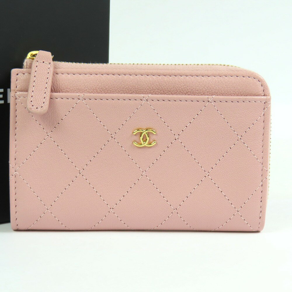CHANEL - シャネル ココマーク マトラッセ調 コインケース フラグメントケース カードケース キャビアスキン ピンク レディース【中古】未使用品 本物 CHANEL