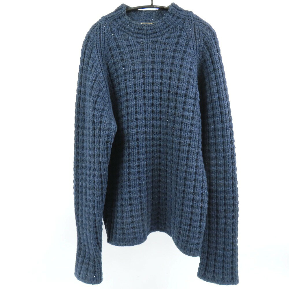 Rakuten - エルメス ローゲージニット トップス 長袖 ラウンドネック ヴィンテージ セーター ウール ネイビー メンズ【中古】綺麗 本物 HERMES