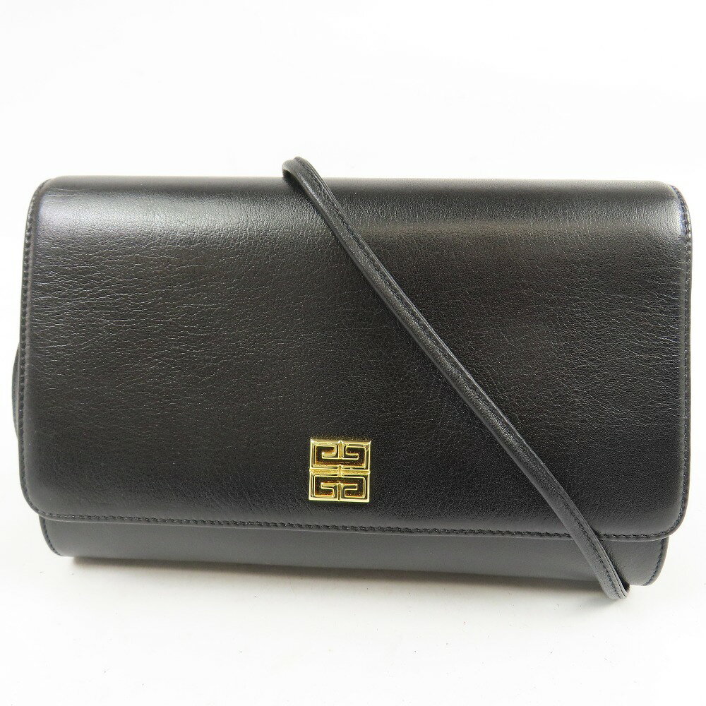 Rakuten - ジバンシィ 4Gロゴ ヴィンテージ ショルダーバッグ レザー ブラック レディース【中古】極美品 本物 GIVENCHY