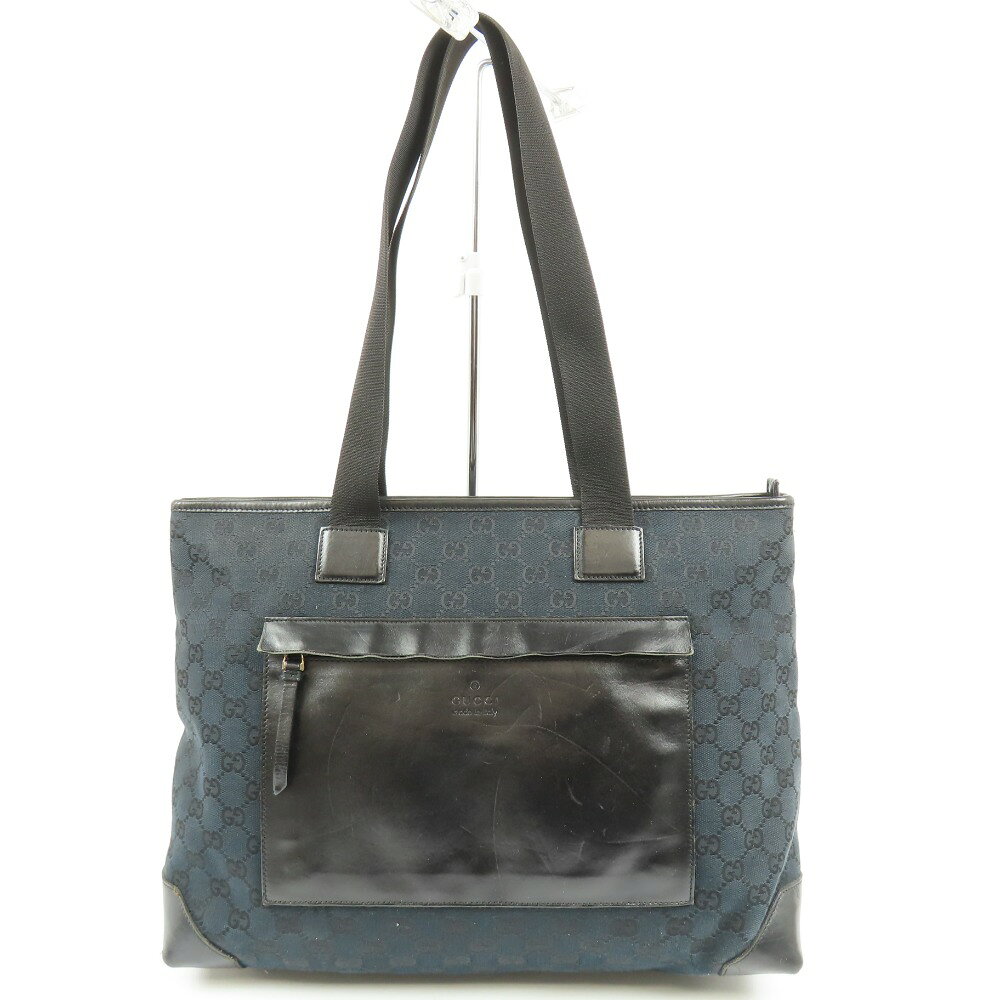 gucci///////////////\\\\\\\' - グッチ GGキャンバス 総柄 トートバッグ ショルダーバッグ キャンバス/レザー ブラック レディース【中古】 本物 GUCCI