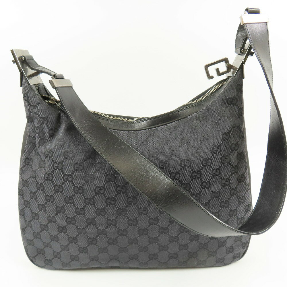 gucci///////////////\\\\\\\' - グッチ G ロゴ GG柄 ヴィンテージ ショルダーバッグ GGキャンバス ブラック ユニセックス【中古】 本物 GUCCI