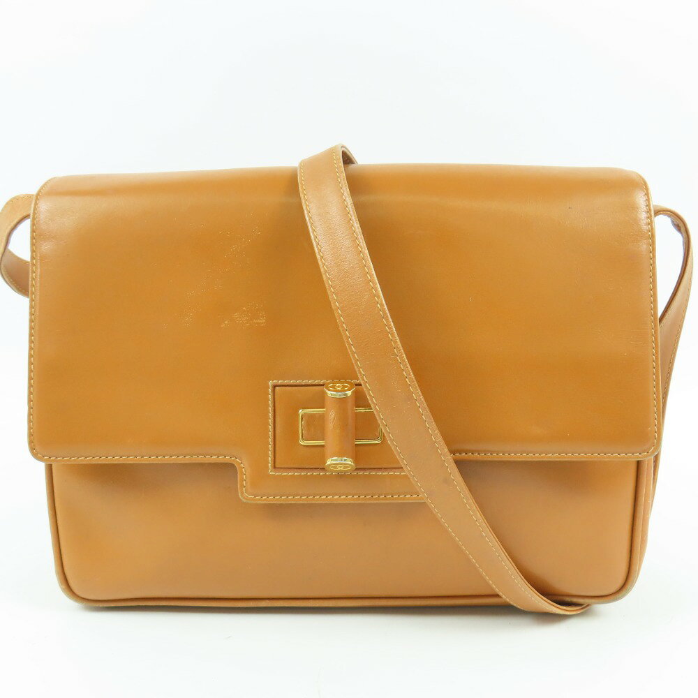 gucci///////////////\\\\\\\' - グッチ オールド ターンロック インターロッキングG ヴィンテージ ショルダーバッグ レザー ブラウン レディース【中古】 本物 GUCCI