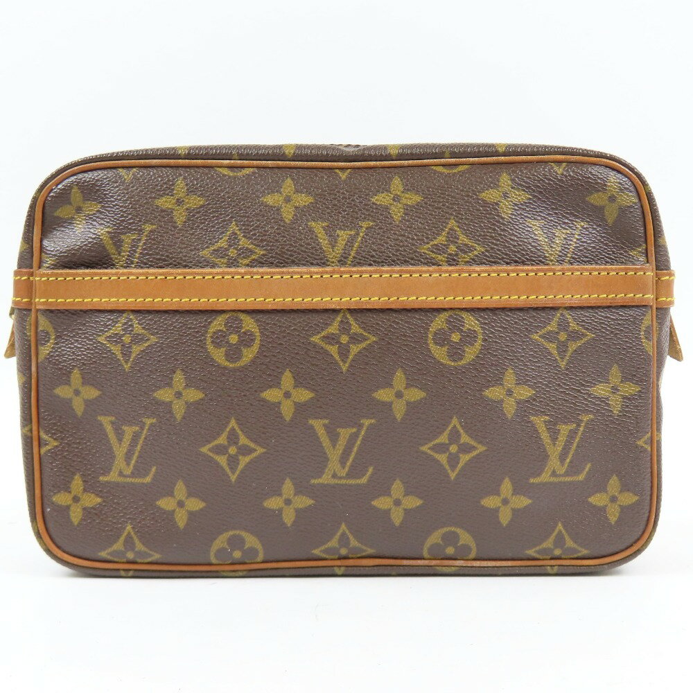 LOUIS VUITTON - ルイヴィトン コンピエーニュ ポーチ セカンドバッグ ヴィンテージ モノグラム クラッチバッグ PVC/ヌメ革 ブラウン レディース【中古】美品 本物 LOUIS VUITTON