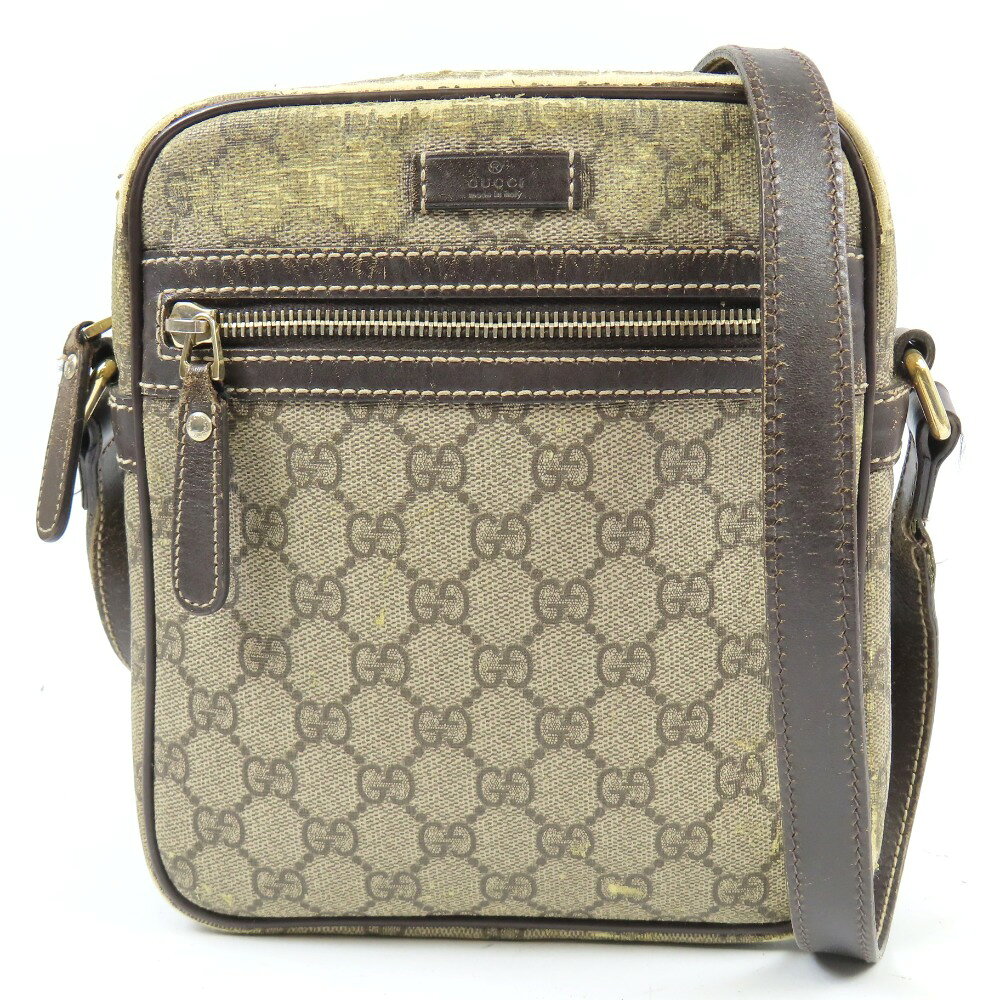 GUCCI\\\'\\\' - グッチ GG柄 斜め掛けOK ショルダーバッグ GGスプリームキャンバス/レザー ベージュ レディース【中古】 本物 GUCCI