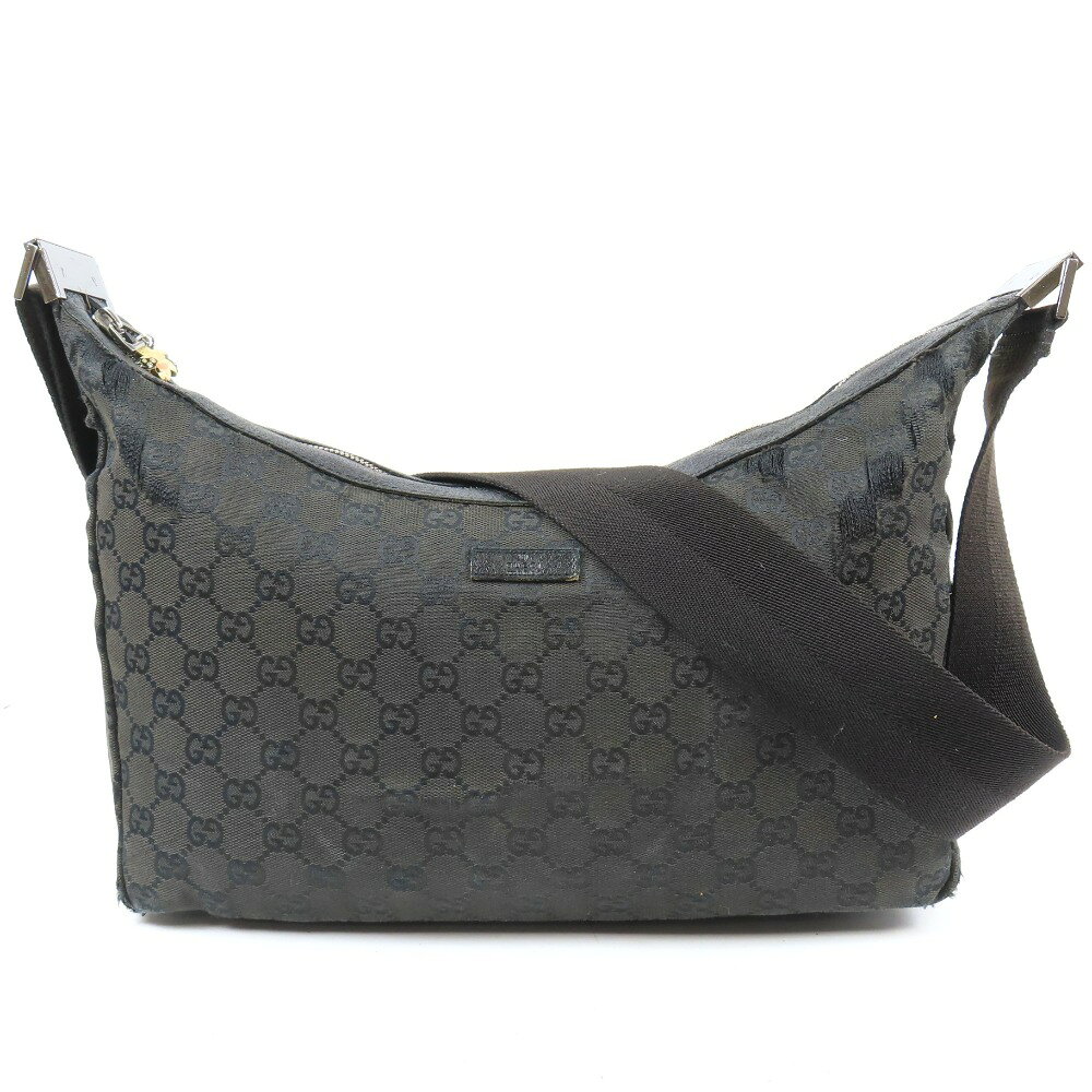 GUCCI\\\'\\\' - グッチ 35097 GG柄 S金具 ヴィンテージ ショルダーバッグ GGキャンバス/レザー ブラック レディース【中古】 本物 GUCCI