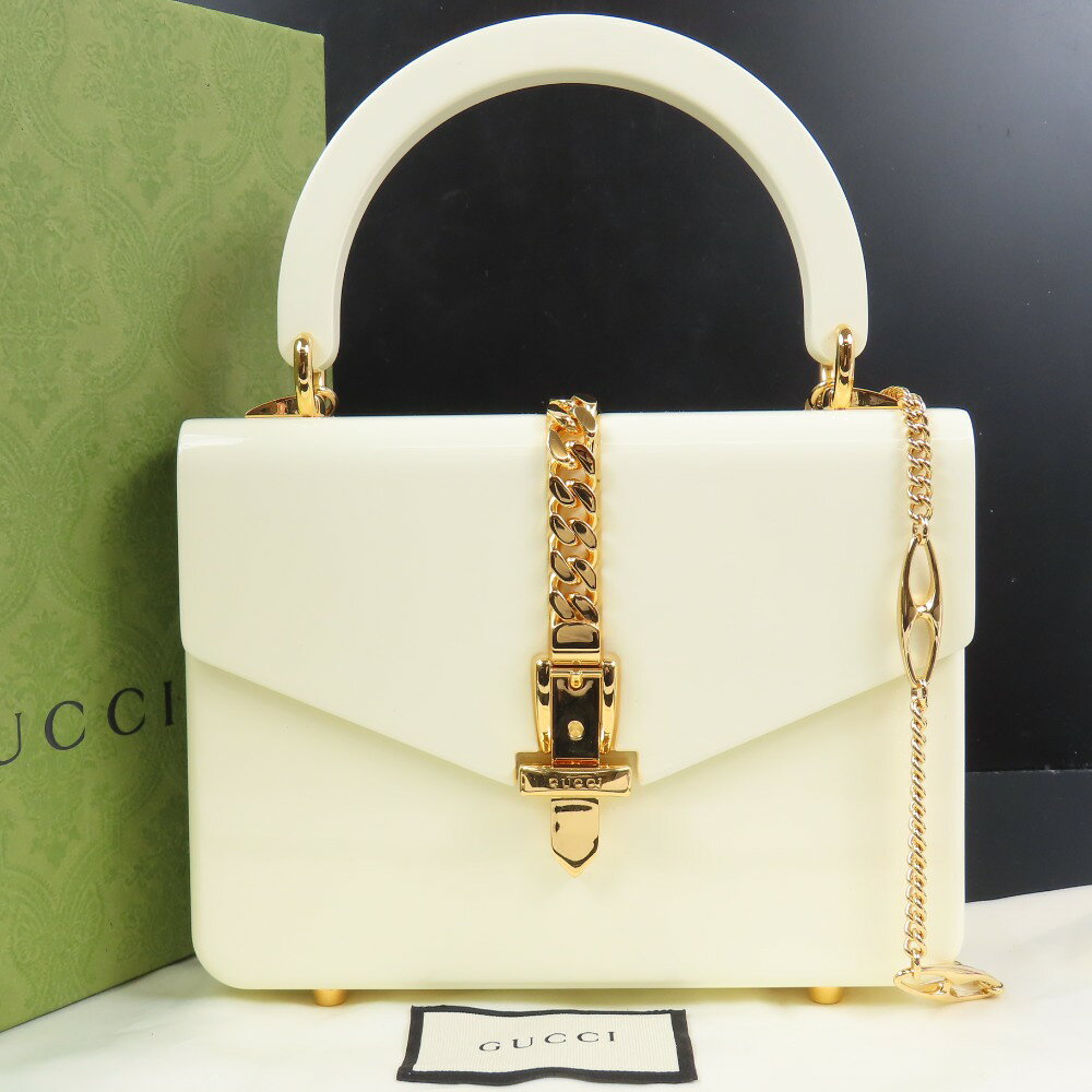 GUCCI\\\\\\\'\\\\\\\' - グッチ 589482 シルヴィ1969 G金具 2WAY チェーンショルダーバッグ ハンドバッグ アクリル/メタル アイボリー レディース【中古】新品同様美品 本物 GUCCI