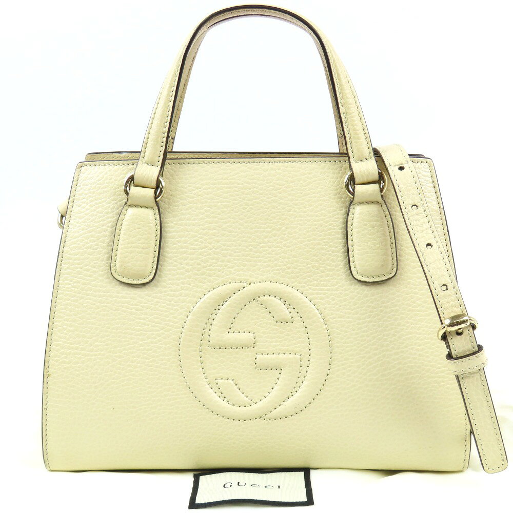 GUCCI\\\\\\\'\\\\\\\' - グッチ 607722 インターロッキングG 2WAY ショルダーバッグ ハンドバッグ レザー アイボリー レディース【中古】美品 本物 GUCCI
