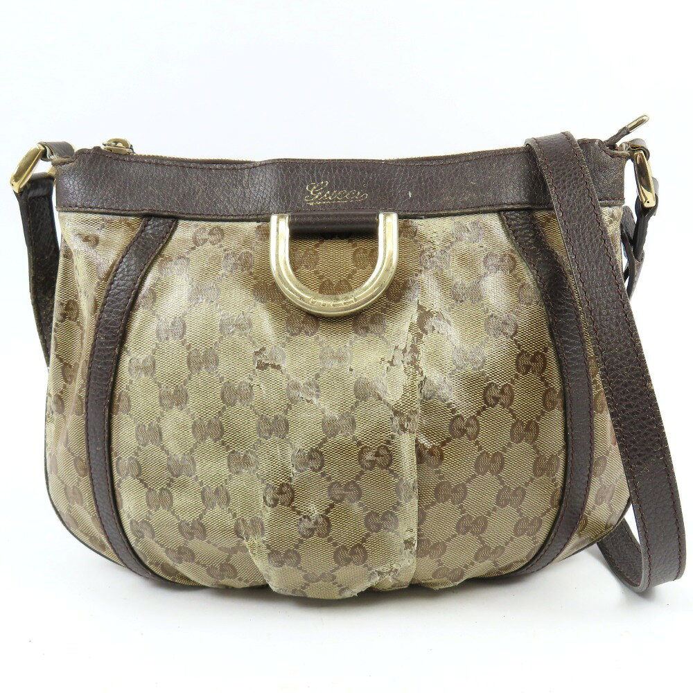 GUCCI\\\\\\\'\\\\\\\' - グッチ 265691 アビー 斜め掛けOK GGクリスタル ヴィンテージ ショルダーバッグ コーティングキャンバス/レザー ベージュ レディース【中古】 本物 GUCCI