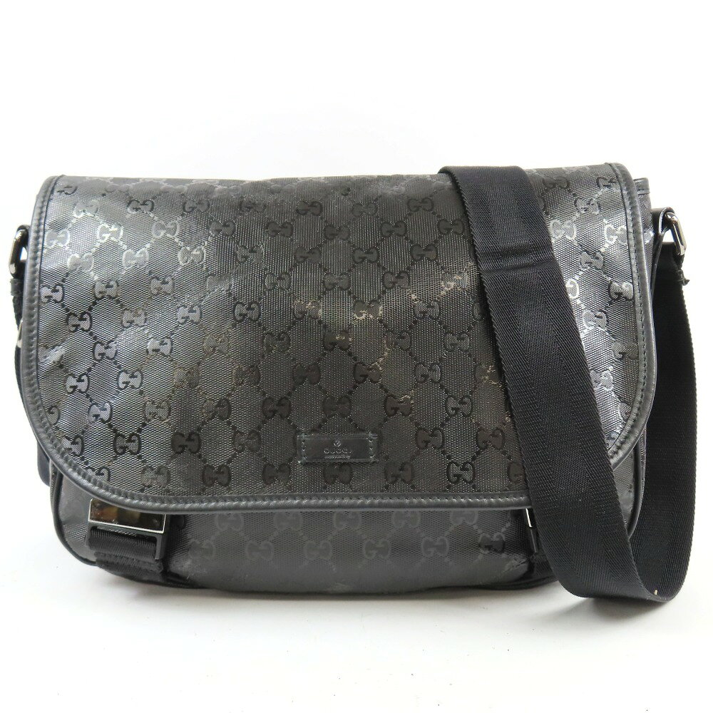 GUCCI\\\\\\\'\\\\\\\' - グッチ 201732 メッセンジャーバッグ 斜め掛けOK S金具 ショルダーバッグ インプリメ/レザー ブラック レディース【中古】 本物 GUCCI