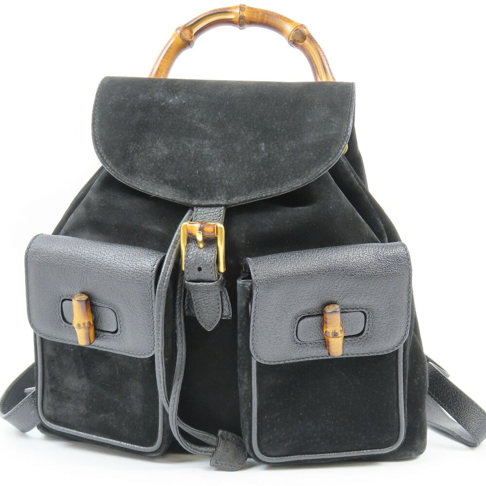 GUCCI\\\\\\\'\\\\\\\' - グッチ バンブーライン オールド バッグ バッグパック ヴィンテージ リュック・デイパック レザー/スウェード ブラック レディース【中古】美品 本物 GUCCI