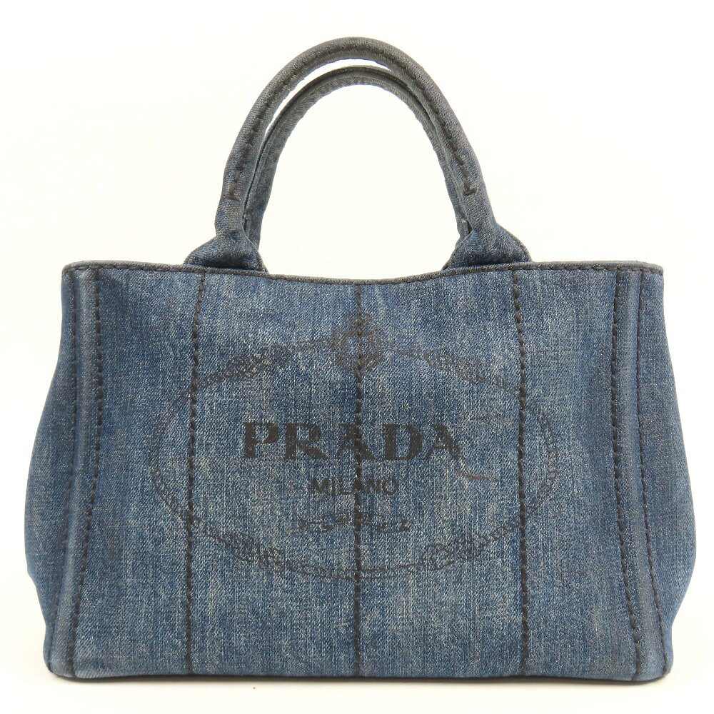 PRADA - プラダ カナパ トートバッグ 1BG439 ハンドバッグ デニム ブルー レディース【中古】綺麗 本物 PRADA