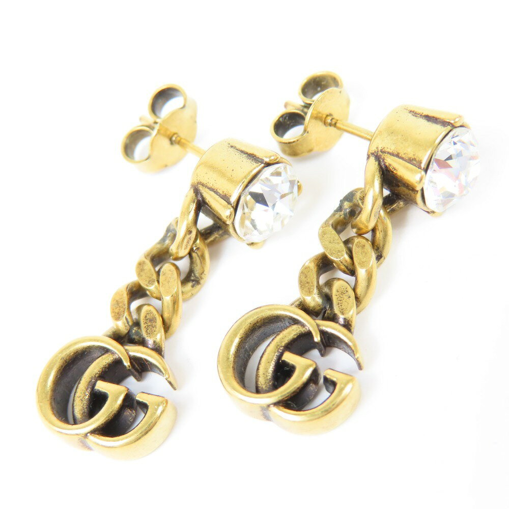 乐天商城 - グッチ GG ダブルG スイング アクセサリー ピアス GP/ラインストーン ゴールド【中古】極美品 本物 GUCCI