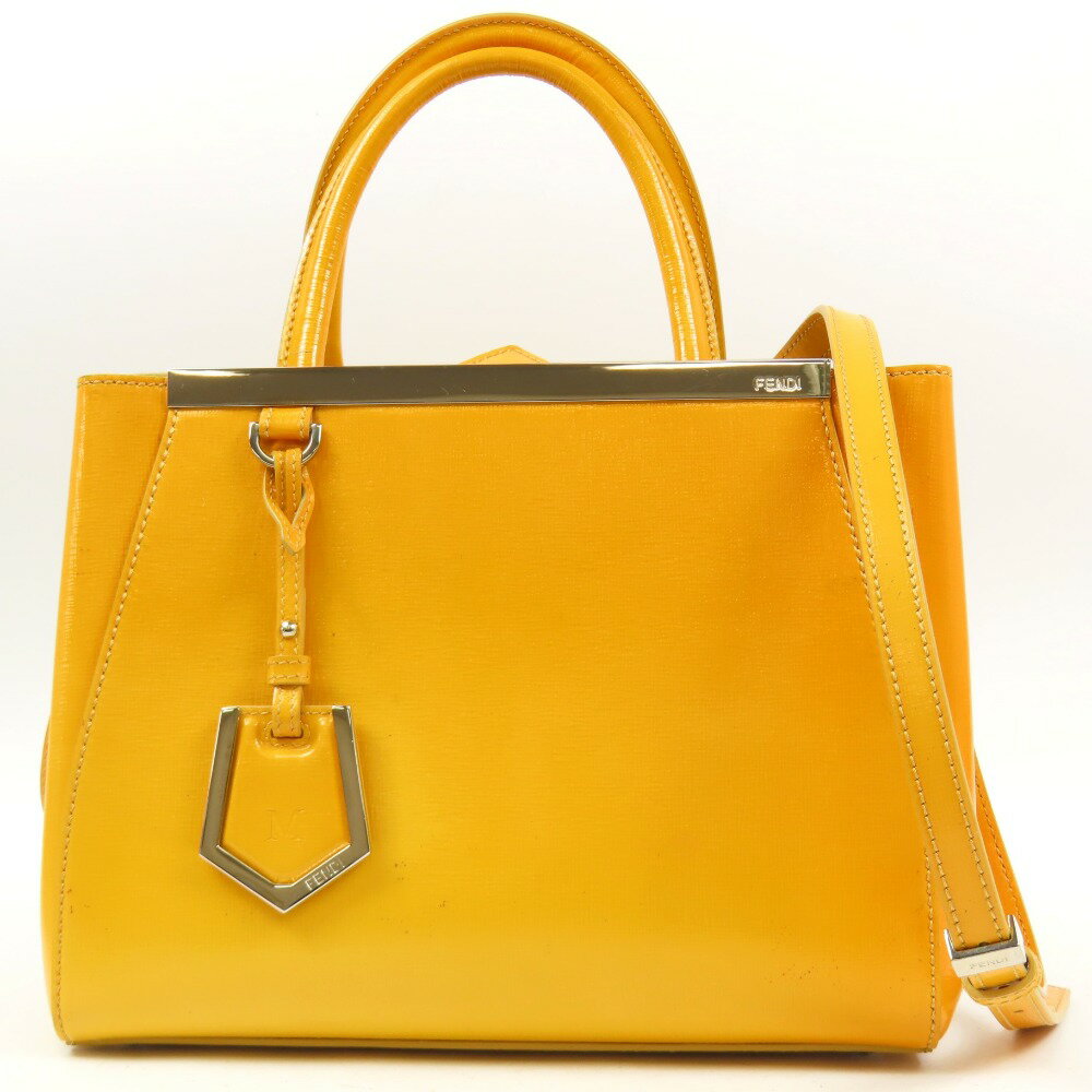 FENDI - フェンディ プチトゥージュール 2WAY ショルダーバッグ ハンドバッグ パテントレザー イエロー レディース【中古】 本物 FENDI