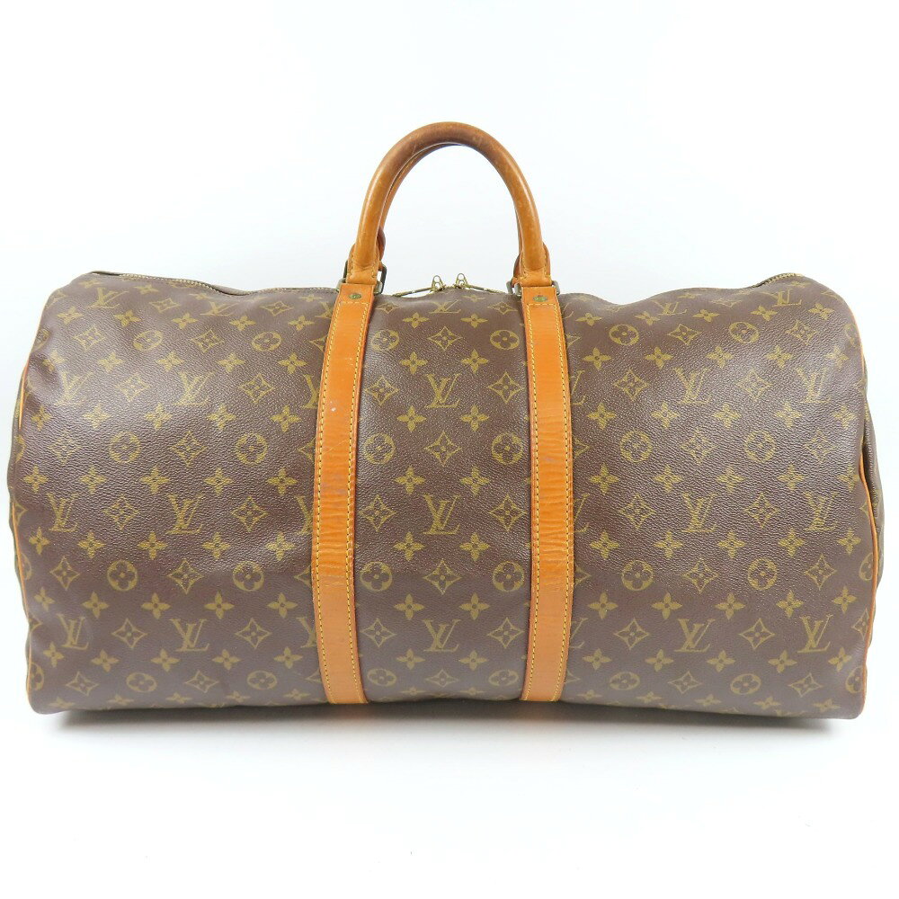 LOUIS VUITTON - ルイヴィトン キーポル55 ハンドバッグ 旅行鞄 トラベル ヴィンテージ モノグラム ボストンバッグ PVC ブラウン ユニセックス【中古】綺麗 本物 LOUIS VUITTON
