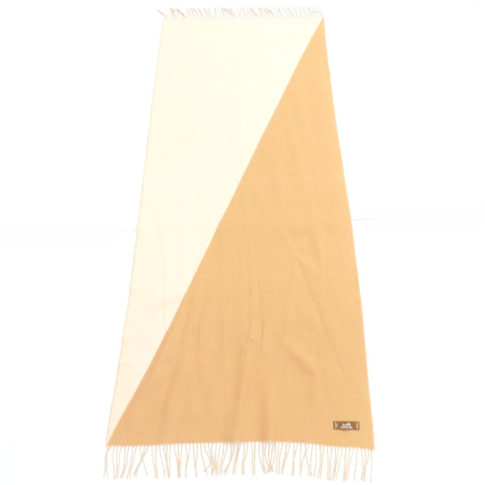 乐天商城 - エルメス ロゴ マフラー 防寒 カシミヤ100％ ストール カシミヤ ベージュ レディース【中古】極美品 本物 HERMES