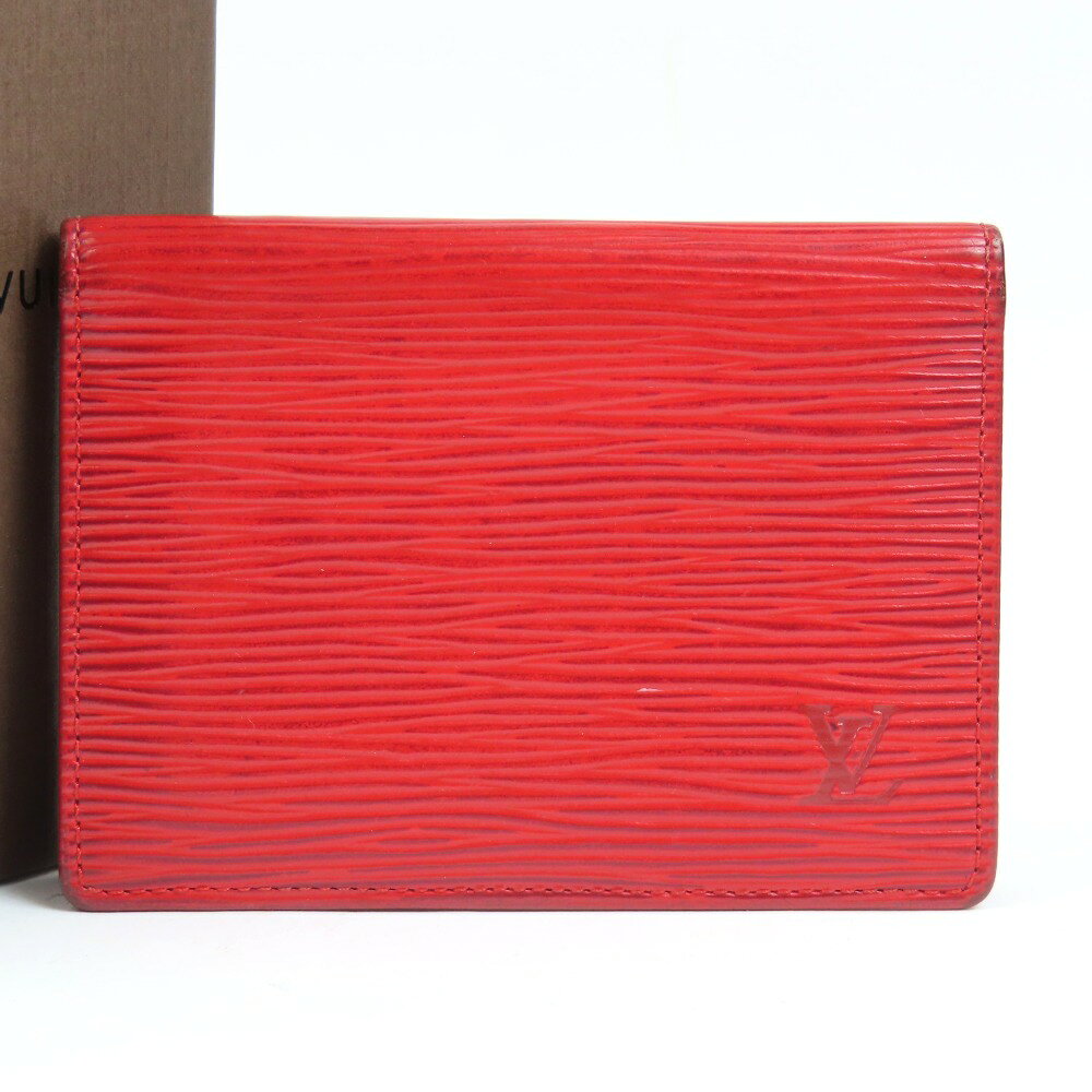 LOUIS VUITTON - ルイヴィトン ポルト2カルト ヴェルティカル パスケース 定期入れ ヴィンテージ エピ カードケース レザー レッド レディース【中古】綺麗 本物 LOUIS VUITTON