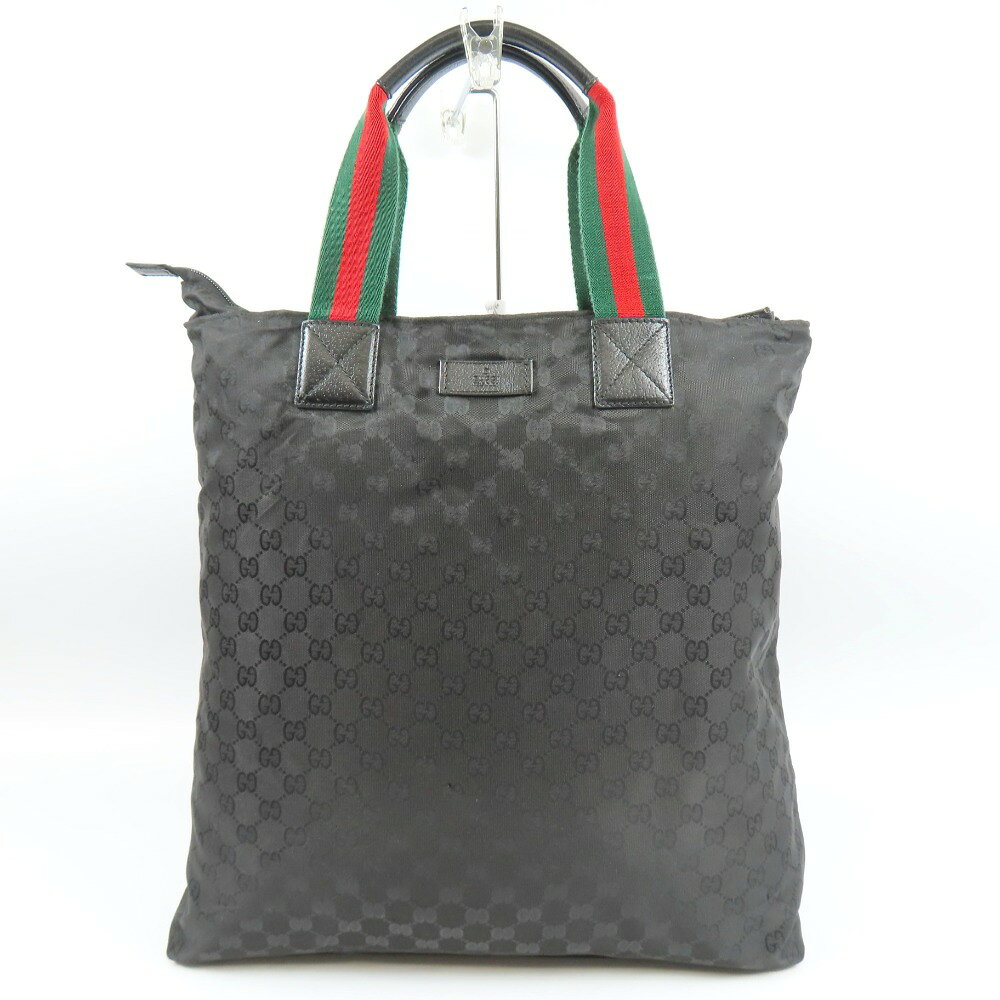 gucci///////////////\\\\\\\\\\\\\\\\\\\\\\\\\\\\\\\' - グッチ 131233 シェリーライン トートバッグ ヴィンテージ ハンドバッグ ナイロンキャンバス ブラック メンズ【中古】美品 本物 GUCCI