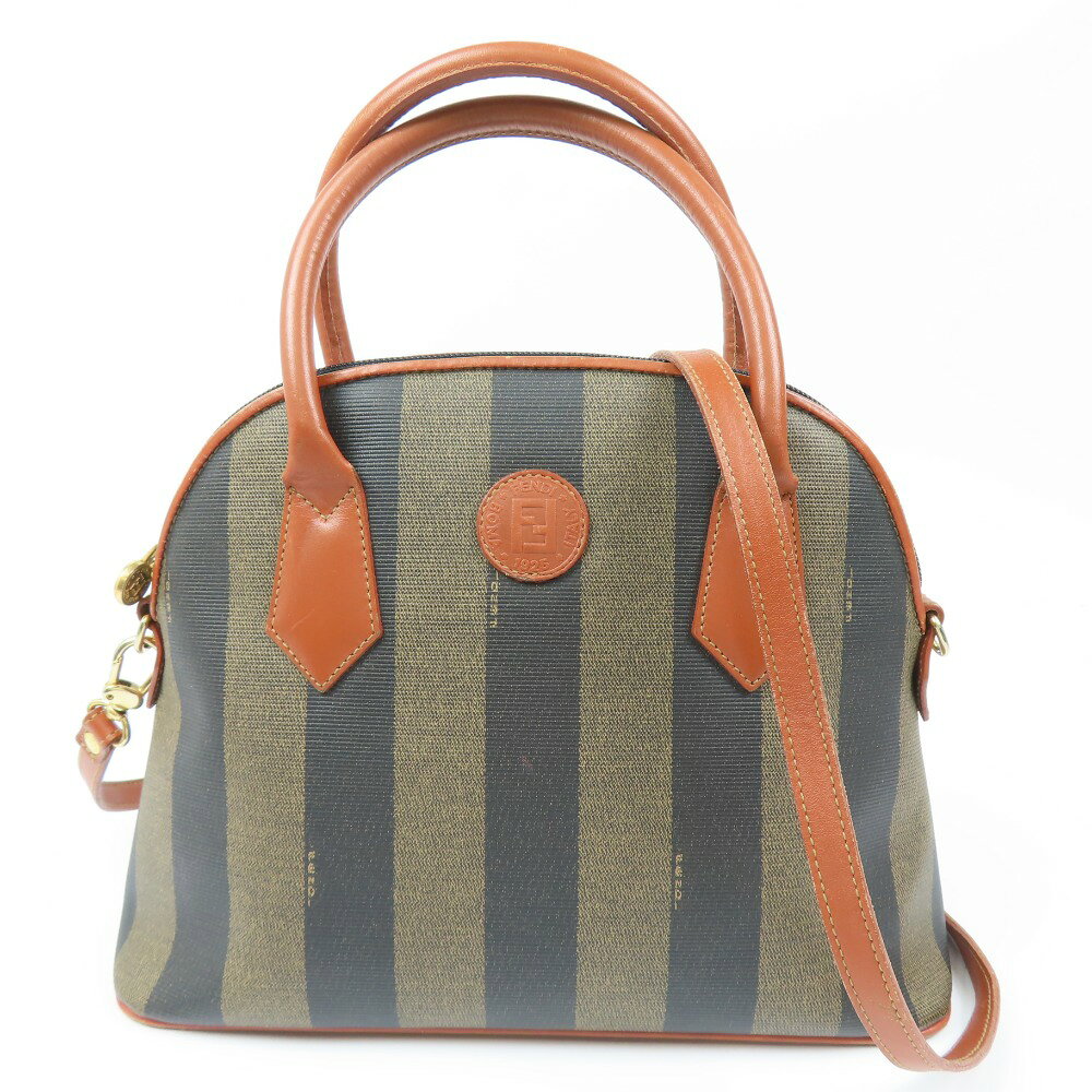 FENDI - フェンディ ペカン 2WAY ショルダーバッグ ヴィンテージ ハンドバッグ PVC カーキ レディース【中古】綺麗 本物 FENDI