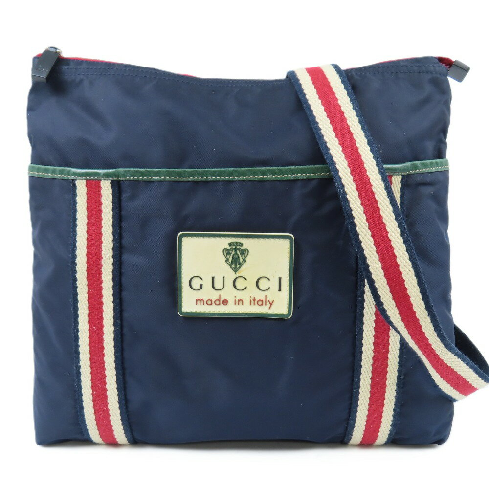 gucci///////////////\\\\\\\\\\\\\\\\\\\\\\\\\\\\\\\' - グッチ クレスト 189662 斜め掛けOK ヴィンテージ ショルダーバッグ ナイロン/キャンバス ネイビー レディース【中古】綺麗 本物 GUCCI