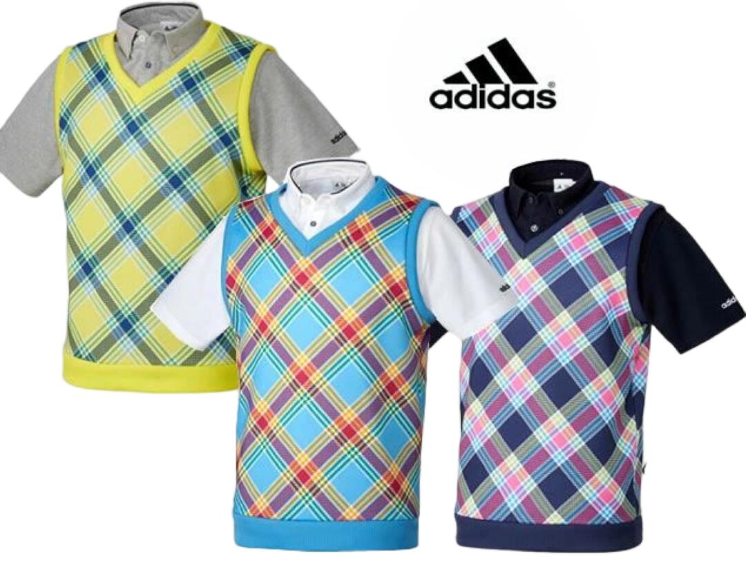 アディダス JP adicross ベストレイヤード半袖ボタンダウンポロシャツ JLI46