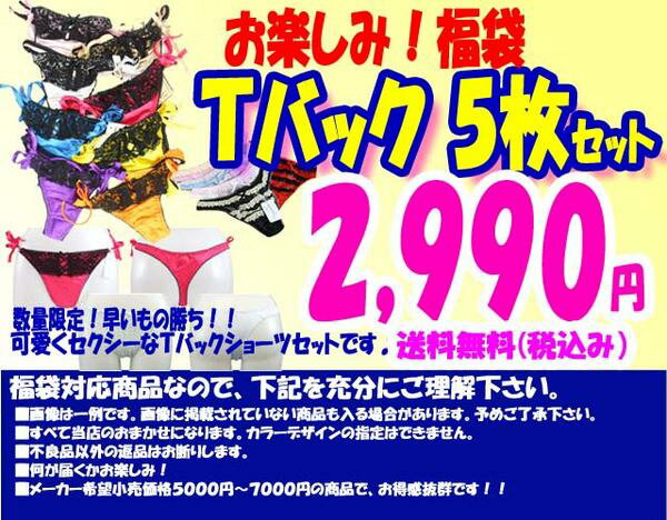 【全国送料無料】お楽しみ福袋 プレゼント クリスマス レディース5枚セットの福袋Tバック*セクシーショーツ　福袋レディース2022福袋 レディース インナー