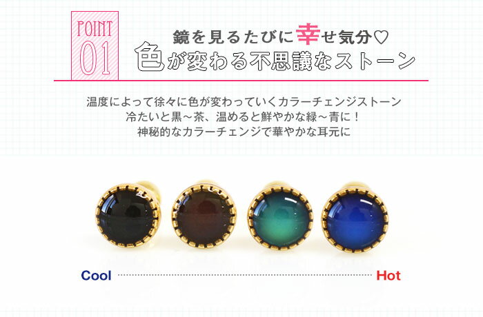 軟骨 ピアス 18G 16G 14G ボディピアス カラーチェンジストーン ストレートバーベル(1個売り)◆オマケ革命◆