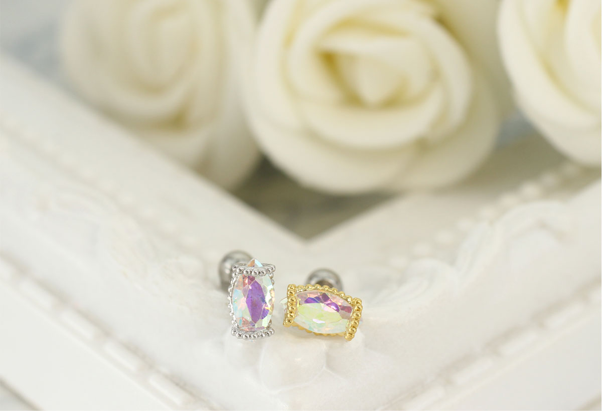 ボディピアス 16G シャープ クリスタル ストレートバーベル(1個売り)[在庫限り]◆オマケ革命◆