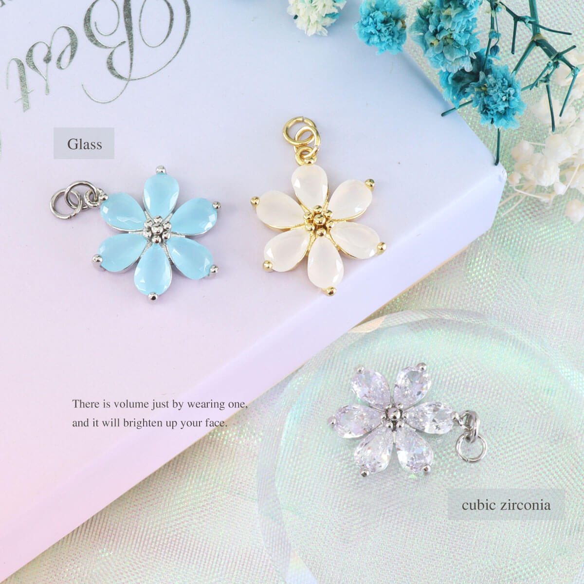 ボディピアス 20G 18G 16G 14G 対応 六弁花 フラワー カスタマイズ チャーム パーツ(1個売り)◆オマケ革命◆