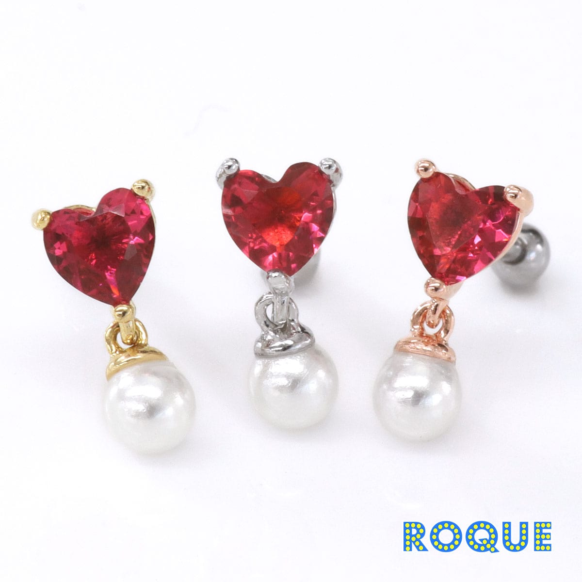 ボディピアス 16G ピンクハート ジュエル ストレートバーベル(1個売り)[在庫限り]◆オマケ革命◆