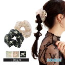 フラワー オーガンジー シュシュ ヘアゴム ヘアアクセサリー(1個売り)◆オマケ革命◆
