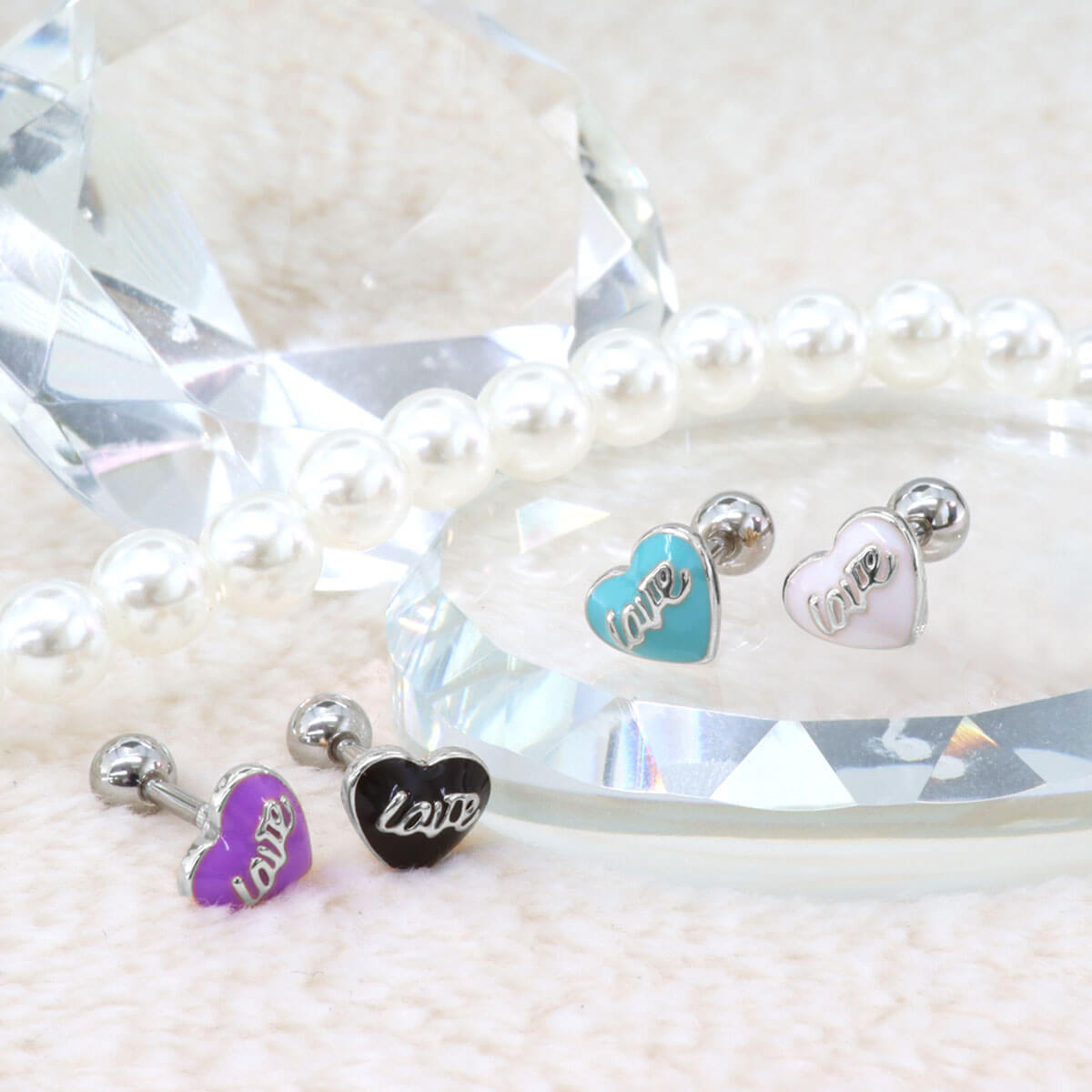 ボディピアス 16G LOVE ハート ストレートバーベル(1個売り)◆オマケ革命◆