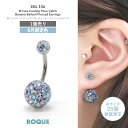 ボディピアス 18G 14G 限定色パヴェ バナナバーベル へそピアス へそぴ コーティングパヴェキャッチ ピアス ダブルフェイス(1個売り)◆オマケ革命◆