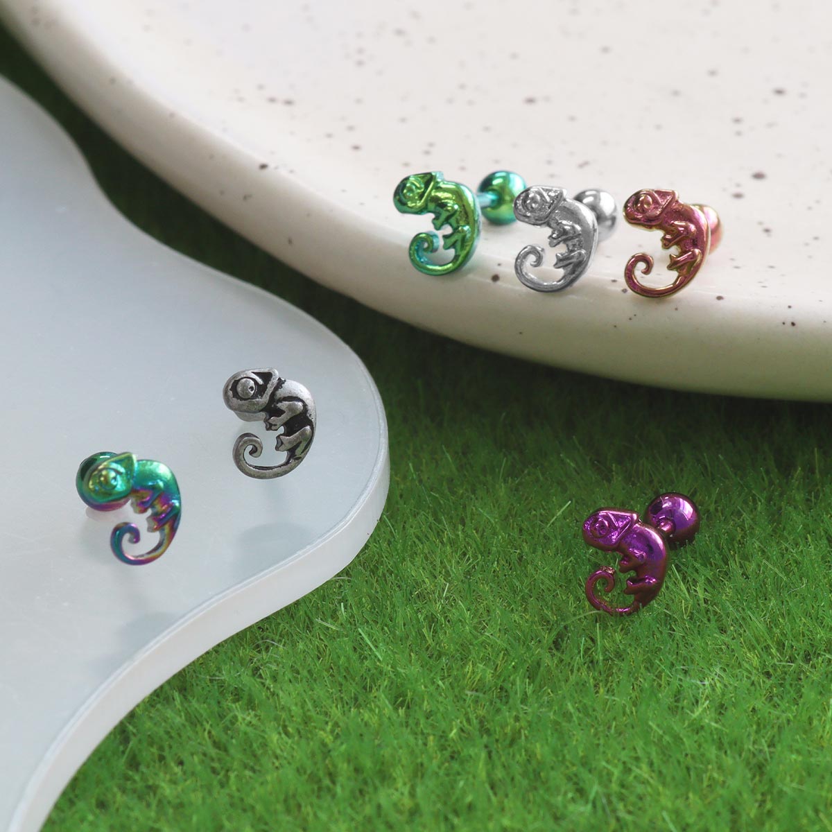 軟骨ピアス ボディピアス 16G 14G カラーカメレオン ストレートバーベル(1個売り)◆オマケ革命◆