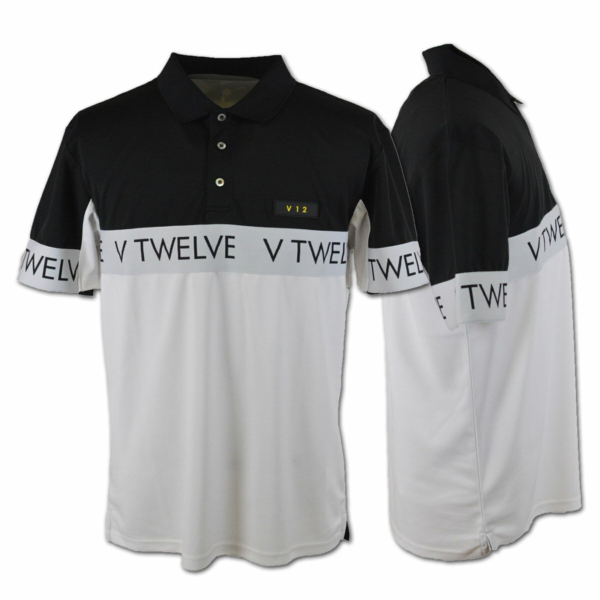 22春夏新作 V12 半袖ポロシャツ メンズ 春夏用 黒 当店は最高な サービスを提供します イエロー M L Ll Vct01 ヴィトゥエルヴ 半袖 ポロシャツ かっこいい Leon Lib レア プレゼント Polo レオン Golf ゴルフ ポロ Center 新作 父の日 ギフト