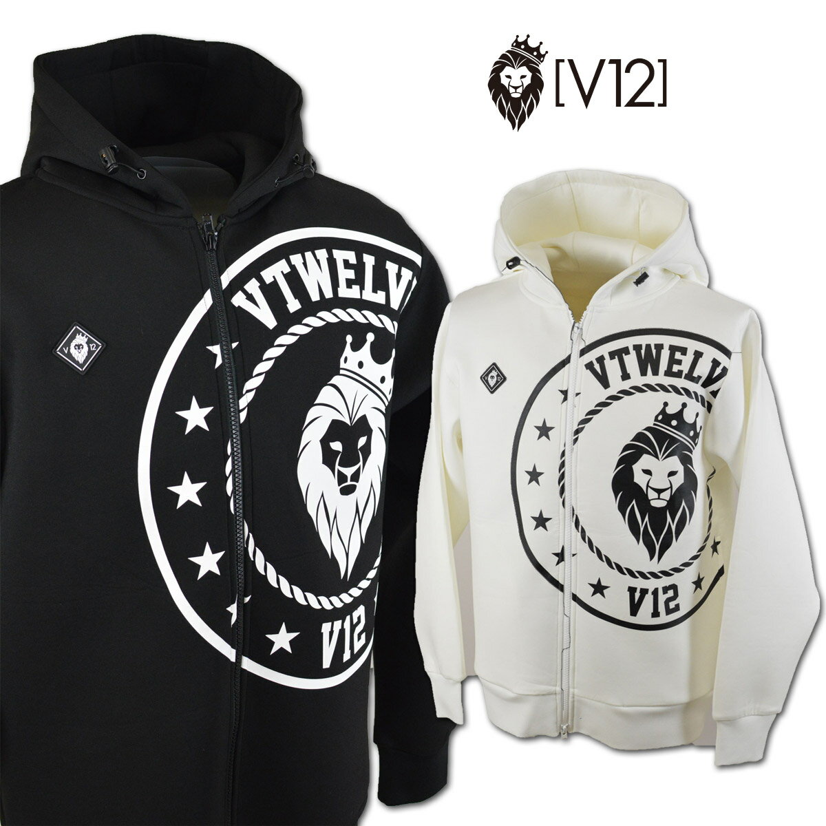 V12 パーカー メンズ 秋冬用 白 黒 M L LL v122220sw02【 あす楽 送料無料 】[ ヴィトゥエルヴ CIRCLE LION PARKA ブルゾン アウター ギフト かっこいい golf ゴルフ ゴルフウェア 新作 プレゼ…