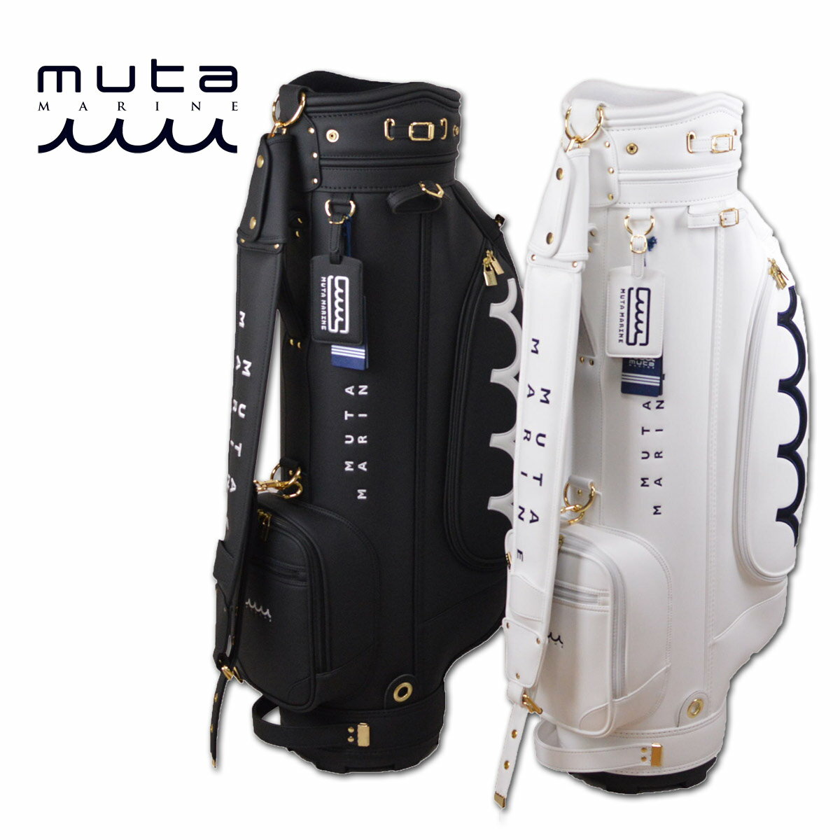 muta キャディバッグ メンズ レディース 黒 白 8.5インチ mgad749056【 あす楽 送料無料 】[ ムータ ムータ マリン marine ゴルフ キャディバック ゴルフバッグ 8.5型 レア プレゼント ギフト エシカルレザー 母の日 ]のサムネイル