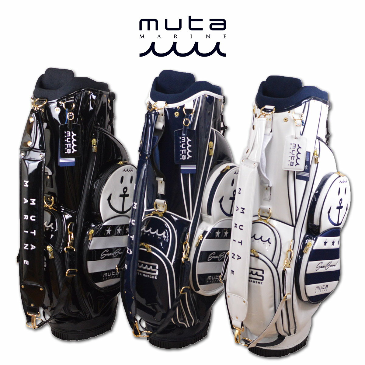 muta キャディバッグ スタンド式 メンズ 黒 紺 白 8.5インチ mgad749057【 あす楽 送料無料 】[ ムータ ムータ マリン marine ゴルフ エナメル キャディバック スタンド ゴルフバッグ 8.5型 レア プレゼント ギフト 父の日 ]のサムネイル