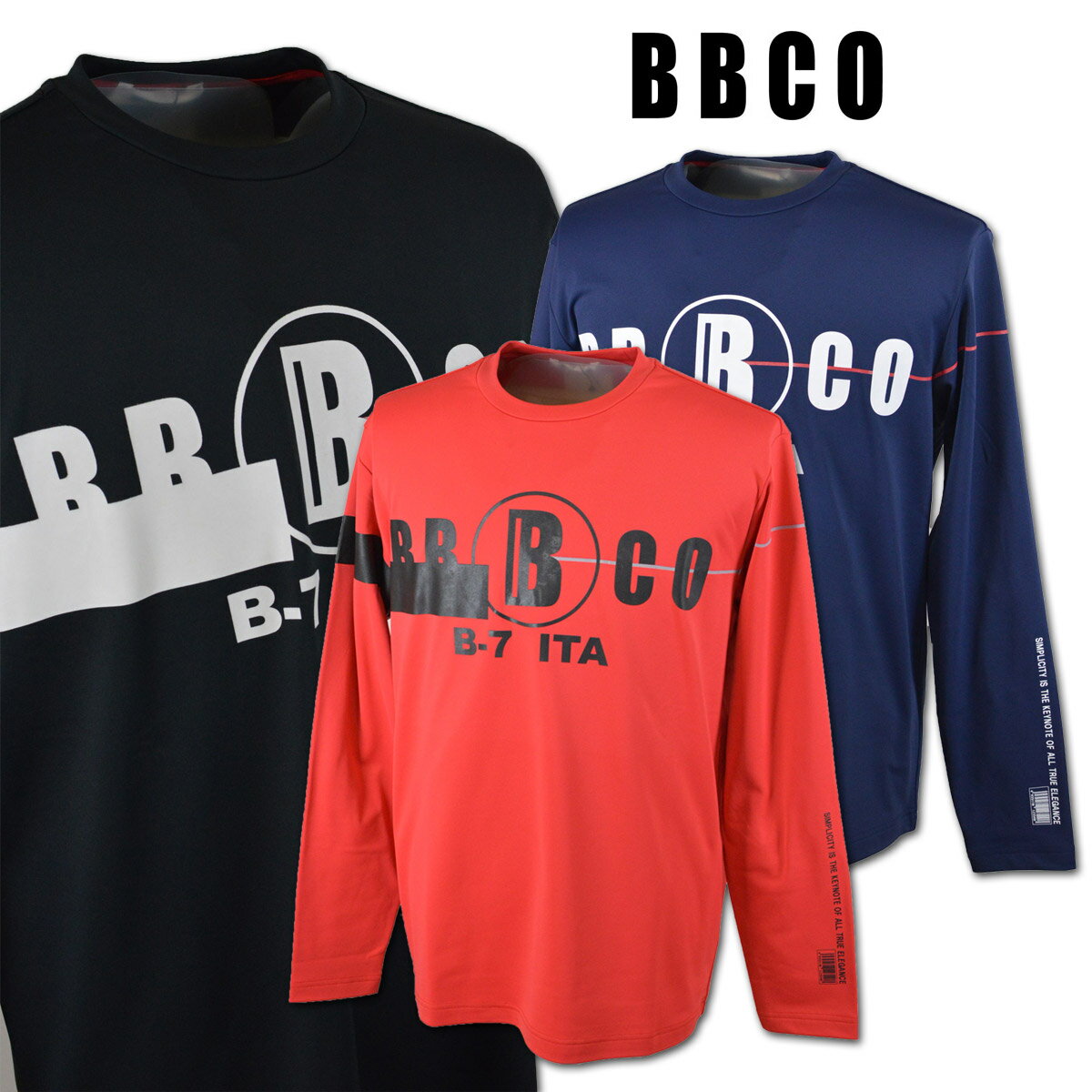 Rakuten - ビビコ 長袖Tシャツ メンズ 秋冬用 紺 黒 赤 M L LL 25-1503-01【 あす楽 送料無料 】 [ BBCO 長袖 Tシャツ ロンT 大きいサイズ ゴルフ かっこいい おしゃれ プレゼント ギフト セール アウトレット アンジェロジャパン ]