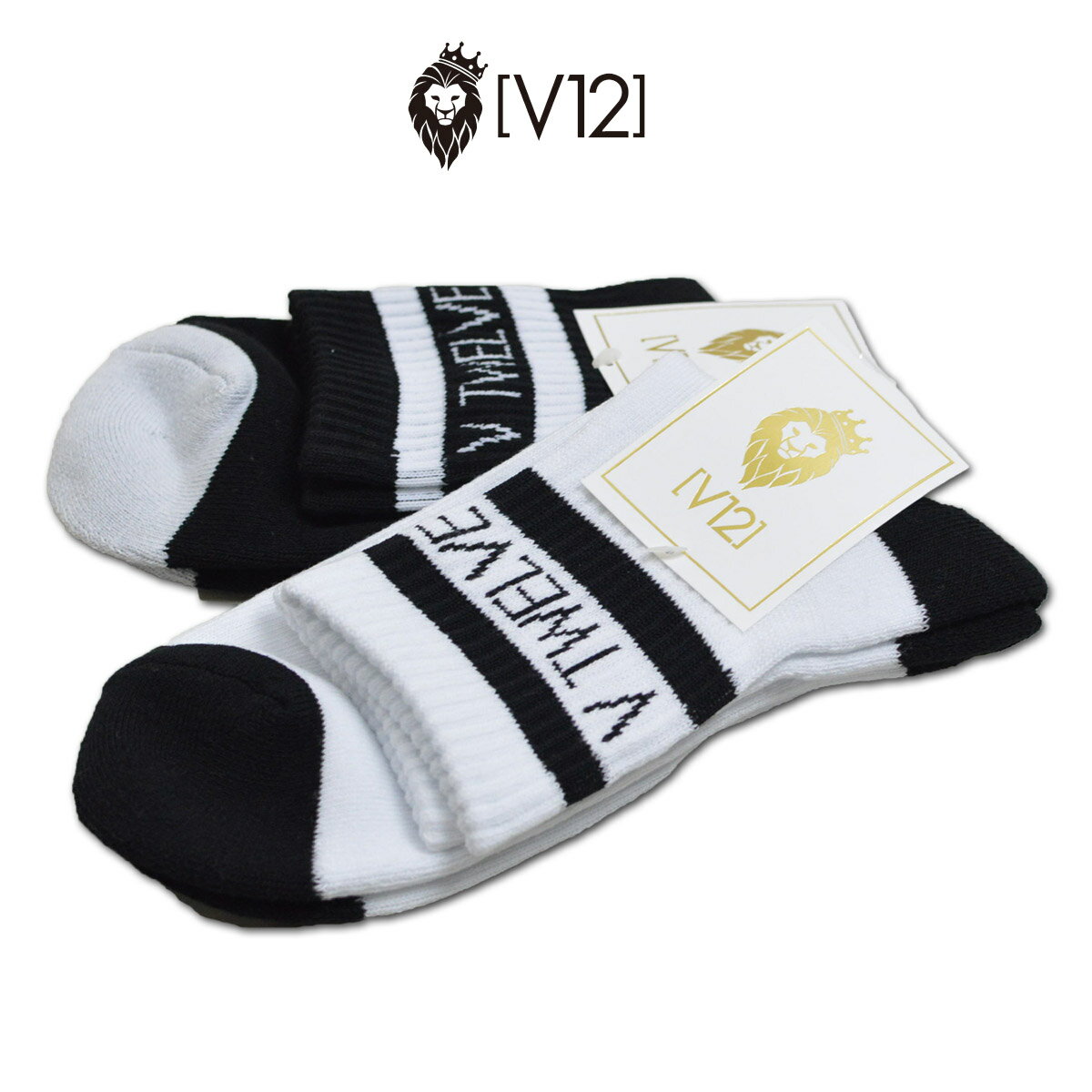 V12 ソックス メンズ 黒 白 v122310ac02【 あす楽 】[ ヴィトゥエルヴ 靴下 ギフト かっこいい golf ゴルフ プレゼント レア ]