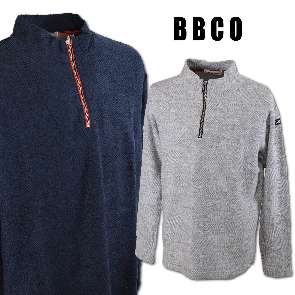 ビビコ 長袖ハーフジップシャツ メンズ 秋冬用 グレー 紺 M L LL 35-1602-01【 あす楽 送料無料 】 [ BBCO 長袖 シャツ 大きいサイズ ゴルフ かっこいい おしゃれ プレゼント ギフト セール アウトレット アンジェロジャパン クリスマス ]