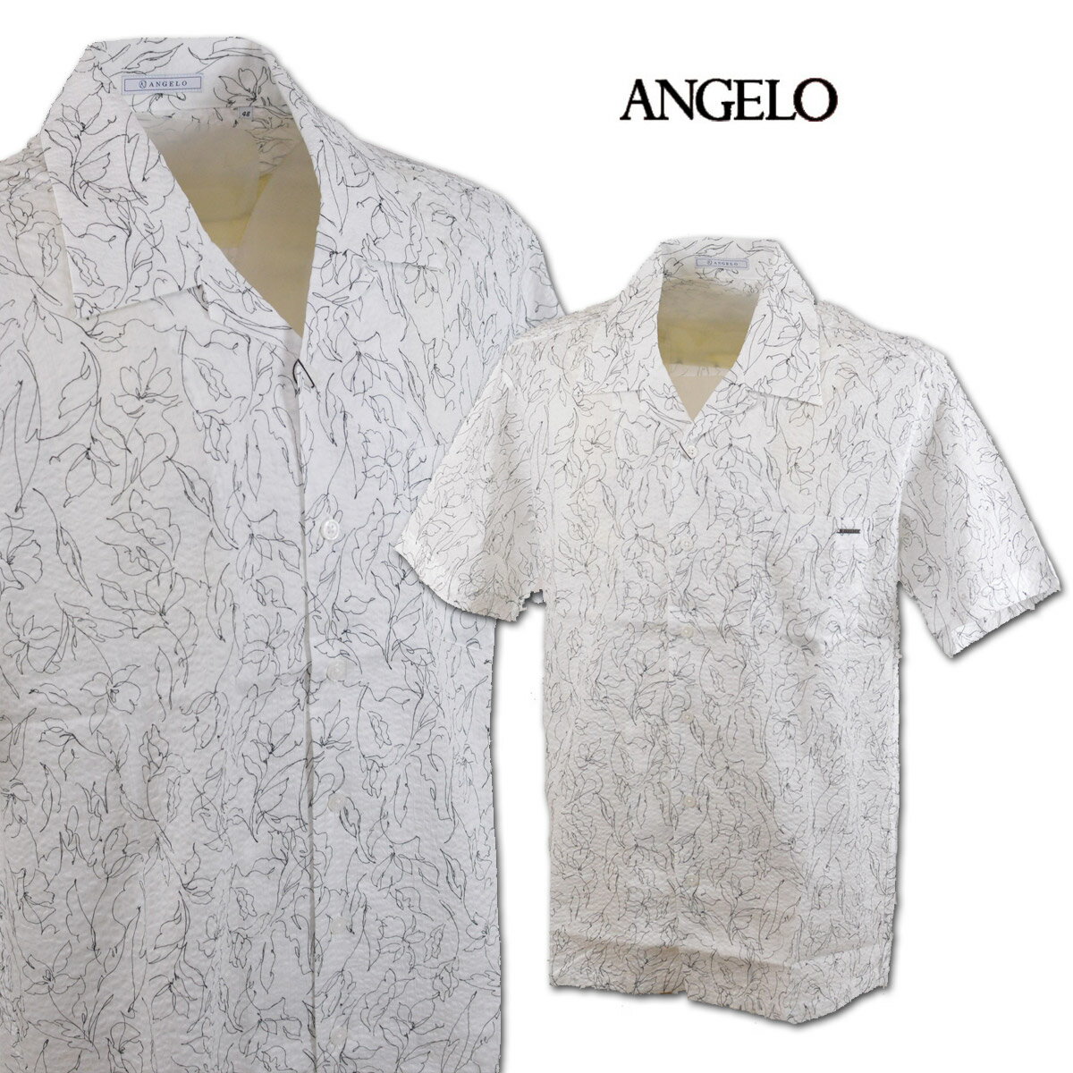 Rakuten - アンジェロ 半袖シャツ メンズ 春夏用 白 M L 31-2005-04-01【 あす楽 送料無料 】 [ ANGELO 半袖 シャツ 綿 コットン 大きいサイズ ゴルフ かっこいい おしゃれ プレゼント ギフト セール アウトレット アンジェロジャパン ]