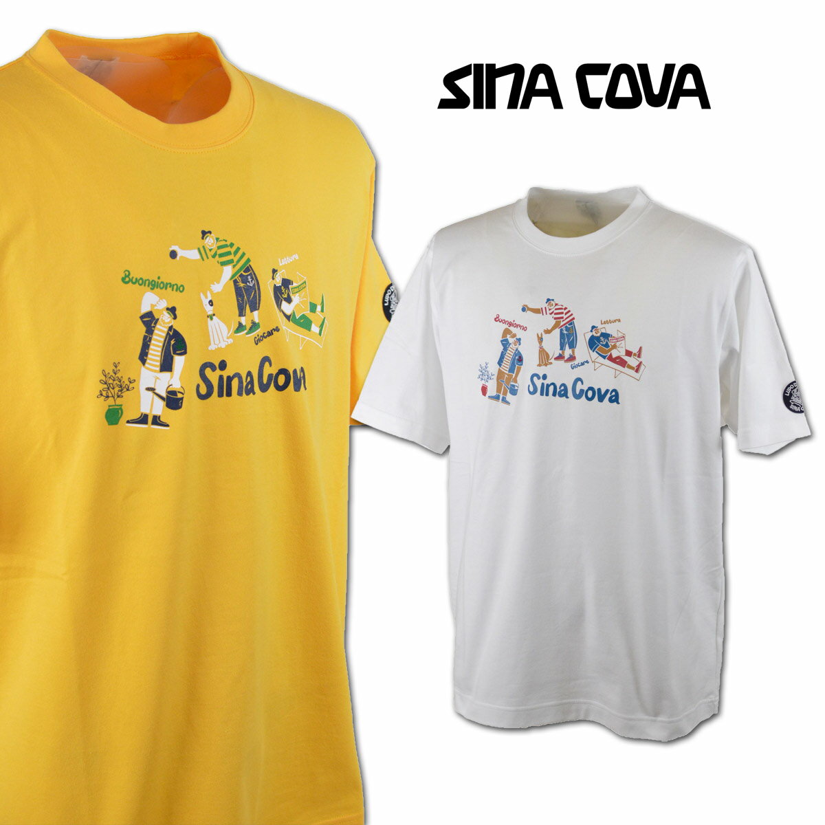 Rakuten - シナコバ 半袖Tシャツ メンズ 春夏用 白 イエロー M L LL 24120560【 あす楽 送料無料 】[ SINACOVA 半袖 Tシャツ スポーツ ゴルフ マリン かっこいい おしゃれ sina cova プレゼント ギフト セール アウトレット 父の日 ]