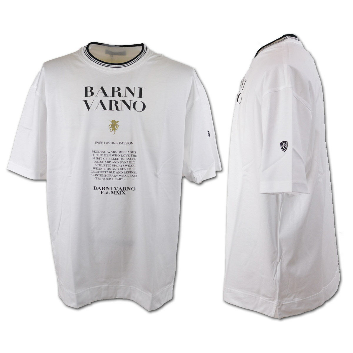バーニヴァーノ 新作 半袖Tシャツ メンズ 春夏用 白 M L nth5038-01【 あす楽 送料無料 】[ BARNI VARNO バーニバーノ ヴァーノ 半袖 Tシャツ かっこいい おしゃれ 大きいサイズ プレゼント ギフト クリスマス ]