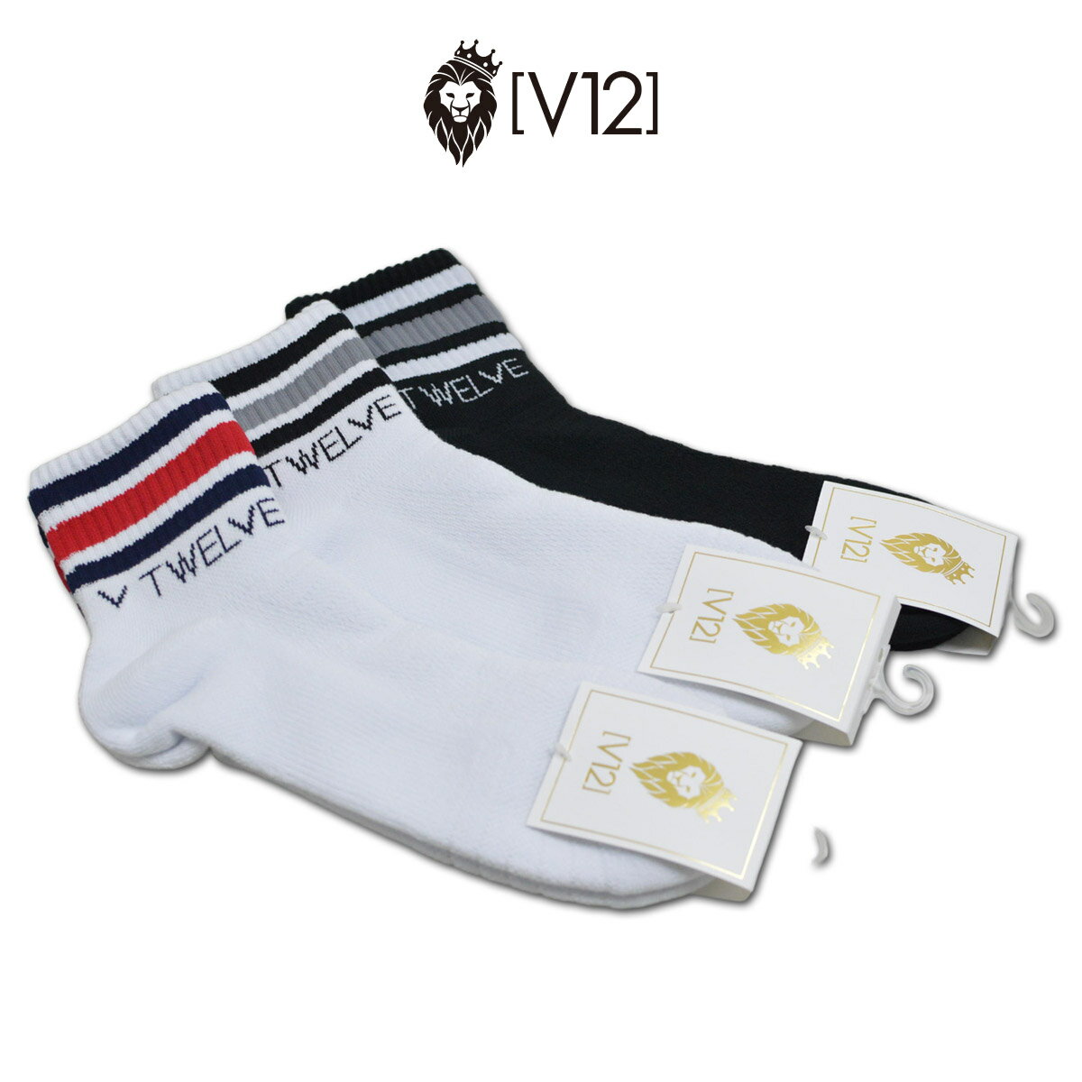 V12 ソックス メンズ 黒 白 グレー 赤 v122420ac05【 あす楽 】[ ヴィトゥエルヴ 靴下 AD SOCKS ギフト かっこいい コンペ golf ゴルフ 新作 プレゼント レア ]