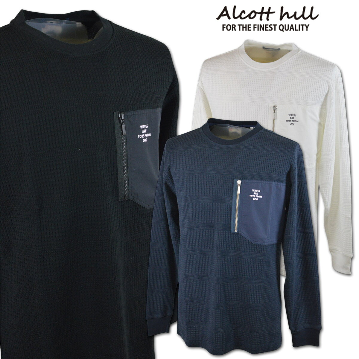 Rakuten - アルコットヒル 長袖Tシャツ メンズ 秋冬用 白 黒 グレー M L LL 45-1504-10【 あす楽 送料無料 】 [ Alcott hill 長袖 Tシャツ ロンT 大きいサイズ 春 インナー かっこいい おしゃれ プレゼント ギフト セール アウトレット ]