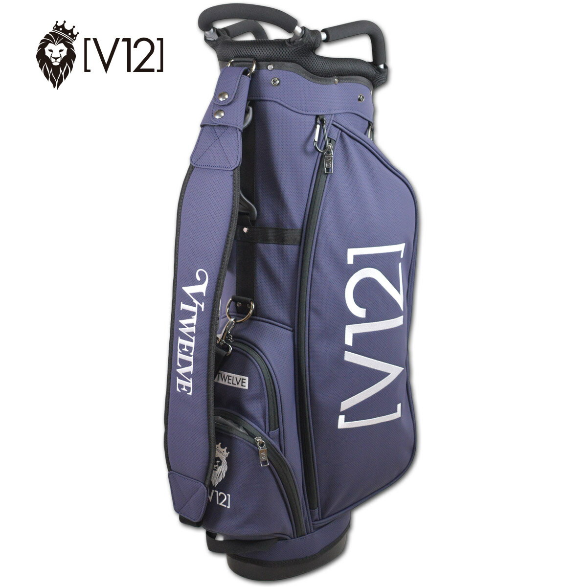 V12 キャディバッグ メンズ 9インチ 紺 v122511cb05【 あす楽 送料無料 】[ ヴィトゥエルヴ スタンド式 9型 軽量 PUNCHING CB ...
